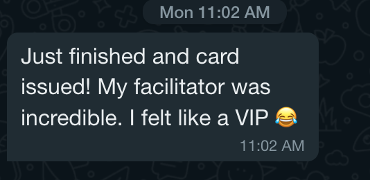 Client WhatsApp message